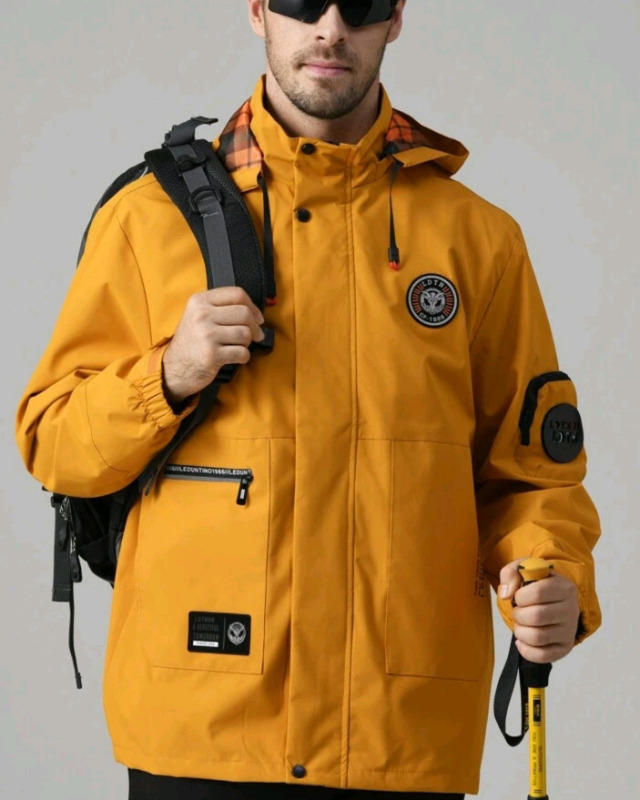New | LEDUNTINO Men's Fashion Zip-Up Casual Outdoor Jacket / Thin Windproof Windbreaker Jacket Coat With Detachable Hood | Mens Size:XXL