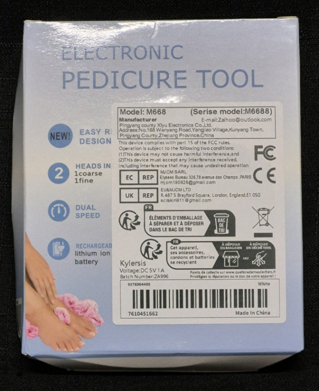 New Electric Pedicure Tool with 2 Roller Heads (fine & coarse)