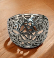 Vintage NF Thailand Dome Ring Size 8 Wide Band Geometric Modernist Style Stamped