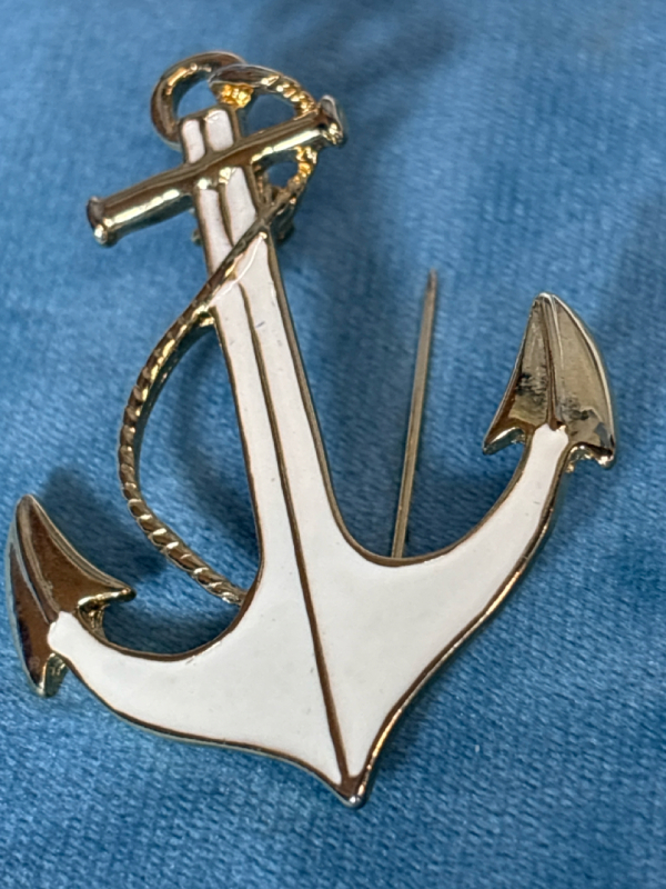 Park Lane Nautical Enamel Brooch 1980&rsquo;s Home Is Where The Anchor Is Cast 2.25 Inches