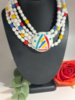Modern 5 Strand Art Necklace Layered With Charm Statement Fabulous Signed KD