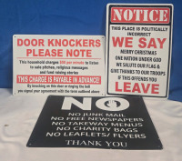 3 New | Warning Themed Metal Wall Signs 12" x 8"