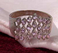 925 Sterling Mexico Lacy Prong Set Pink Stone Ring Size 7 Stamped