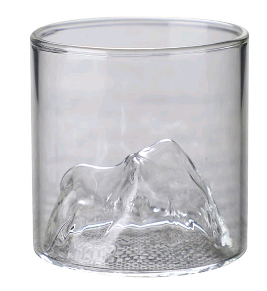New | Small 3D Mountain Whiskey Glass | Measures 3 x 3"