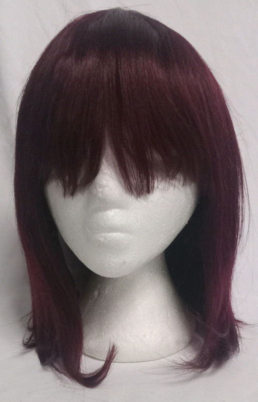 New | Women's Shoulder Length Synthetic Wig | Burgundy Red w/ Bangs