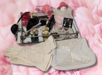 Ladies Lot incl Austria Perfume Atomiser, Melanie Lyne Earrings, Intricately Beaded Clutch, Coalport with Tag & More