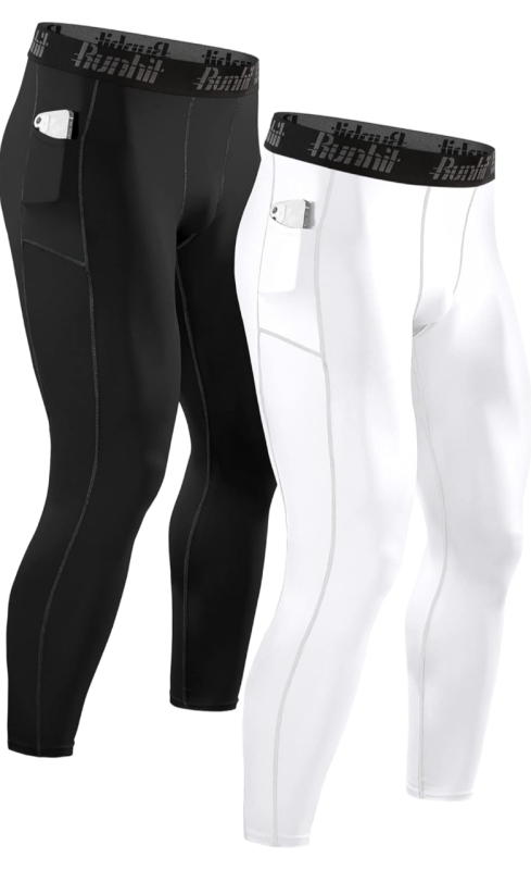 New: Two Pack Compression Pants for Men - Size S - 1 Black, 1 White