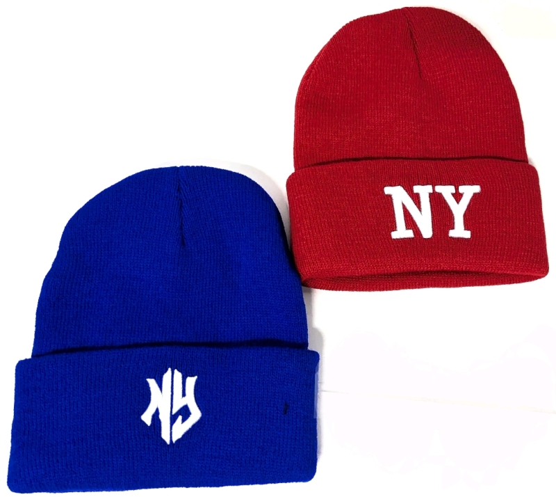 2 New Knit NY New York Embroidered Beanie Winter Hats | One Size Fits Most