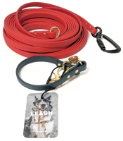 New Strange Tails : 30ft Biothane Long Line with Upgraded Auto Locking Carabiner (Cherry) & Cedar Green Handle | Retails $98!
