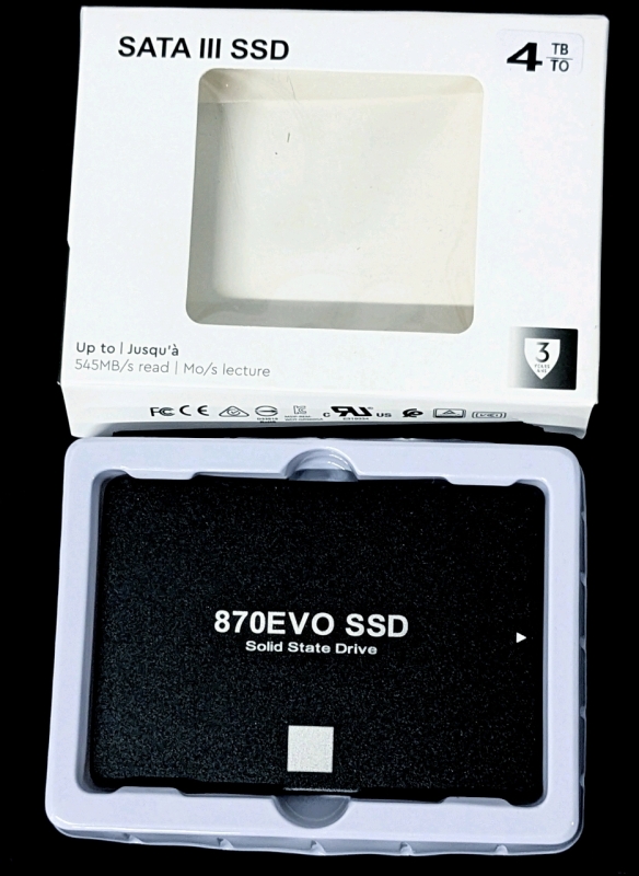 New U-NAND 4TB SATA III 870EVO SSD Solid State Drive w Up to 545MB/S Read | 2.5" / 7mm | Model: MZ-77Q1T0