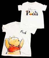 New Size Ladies Large & XL Winnie the Pooh Graphic Lightweight Waffle Tees with Front & Back Graphics