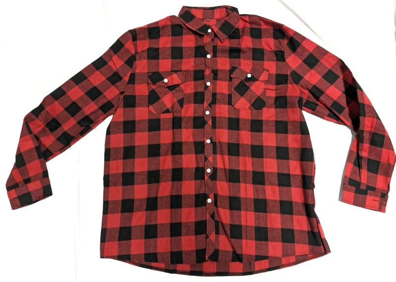 New Size 2XL* Men's Red Plaid Flannel Button-Up Shirt