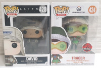 2 New Funko Pop Vinyl Figures, Including David from Alien Covenant & Tracer from Overwatxh (Christmas Themed EB Games Exclusive)