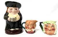 Vintage Small Staffordshire Ceramic Toby Jug & 2 Artone Miniature 2-Faced Character Jugs.