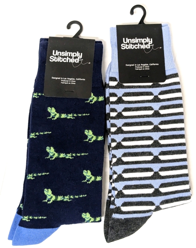 2 New Size W8-13/M8-12 SIMPLY UNSTITCHED Cotton Blend Socks