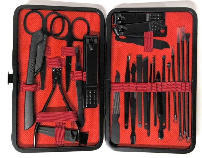New 25-Piece Nail Kit with Clippers, Tweezers, Ear Scoops, Acne Tools +