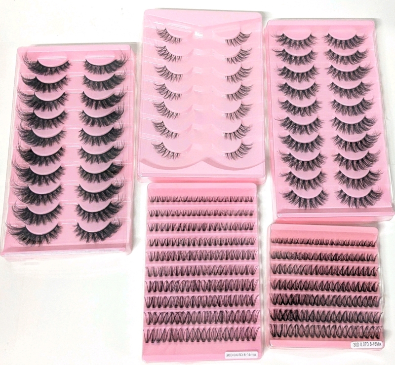 3 New Packs Falae Eyelashes & 2 Packs New Lash Extensions 20D-30D 0.07D 8-16 Mix