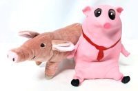 PIG OUT! New Plush Pig & Large 8" Tall Punchable, Mouldable Pig in Tie & Underpants (Kind of Like if Stretch Armstrong was a Pig)
