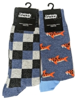 2 New Size W8-13/M8-12 SIMPLY UNSTITCHED Cotton Blend Socks