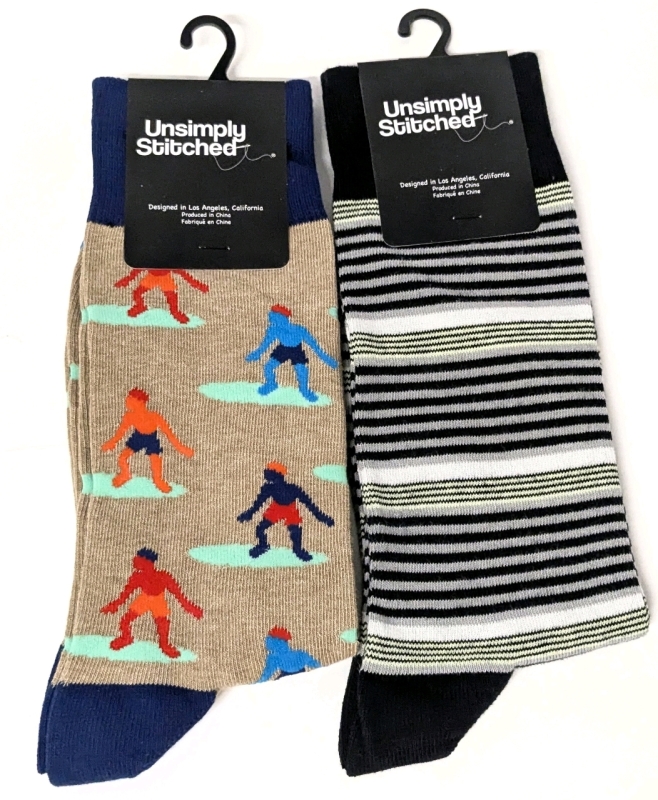 2 New Size W8-13/M8-12 SIMPLY UNSTITCHED Cotton Blend Socks