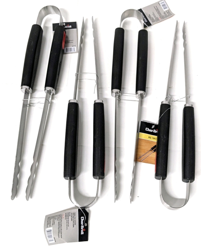 5 New Flame Glo Grilling Stainless Steel BBQ Tongs | 15.25" Long ea