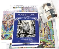 New Owl Cross Stitch Kit (11 Count) with Aida, Needles, Thread & Instructions | 15.75" x 15.75"