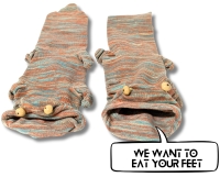 New Pair of Weird Knitted Foot-Eating Lizardy-Type Creature (?) Socks | Adult Size, One Size Fits Most