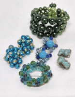 Beaded Jewelry Lot - Brooch, Earrings & Bracelet