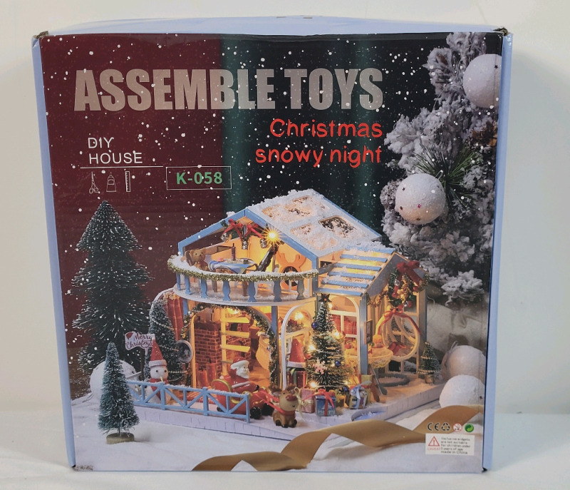 New - Christmas Minature 3D Wooden House Kit for Adults -DIY Christmas Snowy Night House Kit . Some Assembly Required