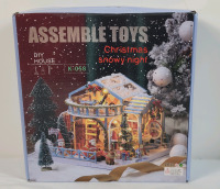New - Christmas Minature 3D Wooden House Kit for Adults -DIY Christmas Snowy Night House Kit . Some Assembly Required