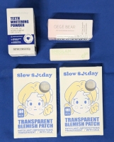 New Slow Sunday Transparent Blemish Patches x2, Teeth Whitening Powder, SheGlam Pout Purest Changing Lipstick (Avocado) & GeGe Bear Soft Color Permeable Liquid Blush (Matte Pink #02)