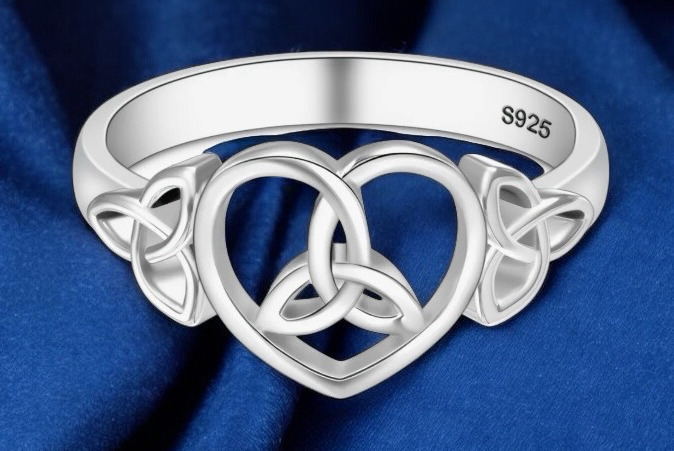 Celtic Knot Heart Ring 925 Sterling Silver Stamped Size 7.5