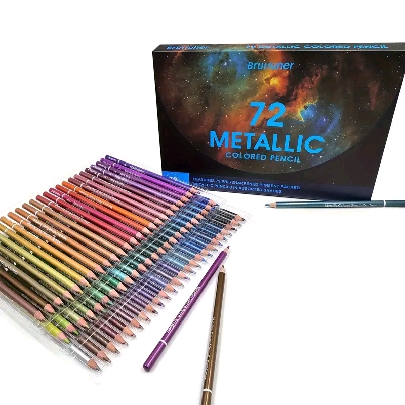 New - Brutruner 72 Metallic Colored Pencils , Pre-Sharpened .