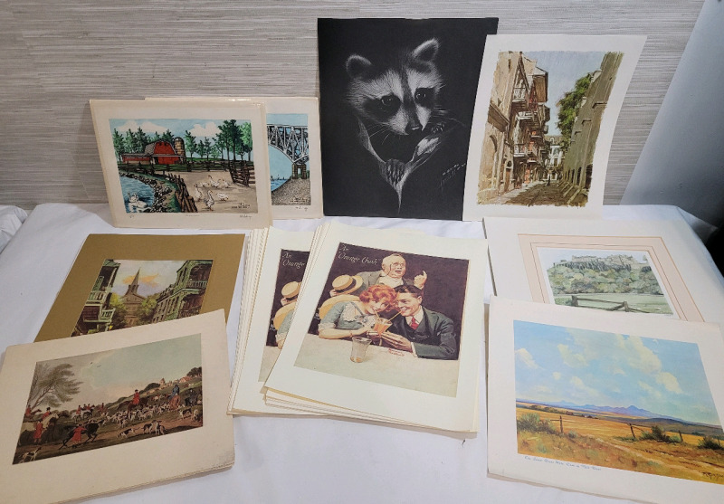 Assorted Signed Prints & Large Lot Norman Rockwell " Orange Crush " Advertising Prints