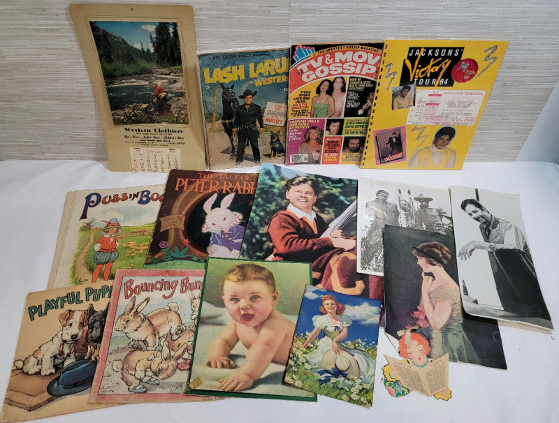 Early 1900s to Late 1900s Various Ephemera . Lone Ranger , Michael Jackson , Advertising Calendar , Gossip Mag. plus more
