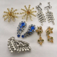 4 Pairs of Bling Statement Earrings & Brooch