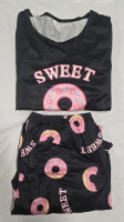 New | 2 Pc Pajama Set Donut Themed | Long Sleeve Shirt & PJ Pants Womens Size: XL