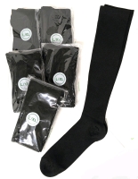 6 New Pairs Size L/XL Ladies Black Knee-High Socks with Stretch | 8.5" Toe to Heel (at Rest), 17" Heel to Top