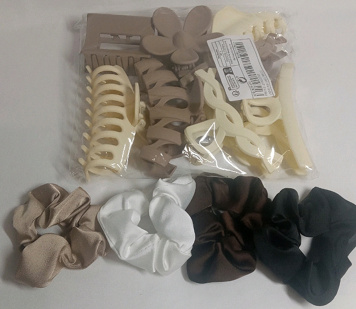 New | 12pck Women's Hair Accessories | Includes 4 Scrunchies & 8 Claw Clips