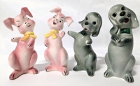 Vintage Kitschy Ceramic Rabbit and Dog Figures