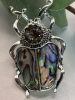 Rhinestone Beetle Cab Enamel Pau Shell Style Brooch - 5