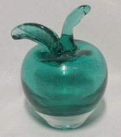 Vintage Hand Blown Signed Art Glass Paperweight Apple , 4" Tall