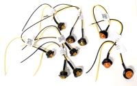 10 New &frac34;" LED Marker Lights / Trailer Indicator Lights : 7 Amber, 3 Orange all with 8" Wires