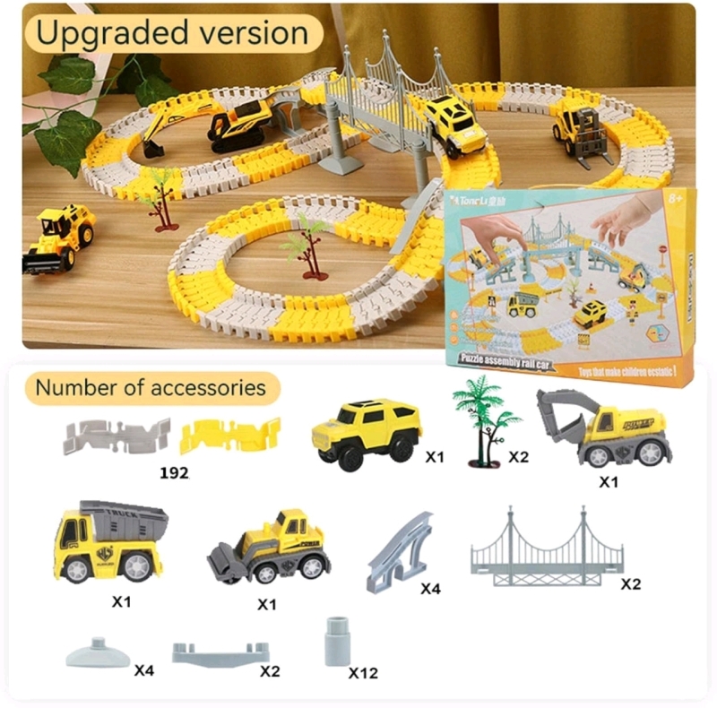 New Kids Track, Vehicle & Bridge Set with Battery-Powered Hummer, 3 Construction Vehicles, Trees + | Largest Vehicle is 1.75" Tall