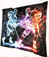 New Super Soft Plasma-Style Hockey Shoot-Off Minky Blanket | 50" x 60"
