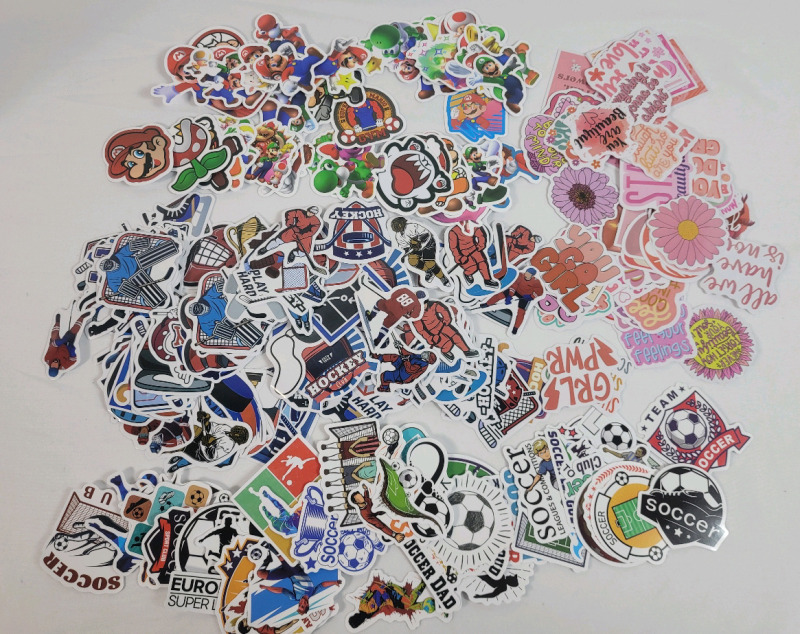 New - 250 2"&times;2" Super Mario , Hockey , Soccer & Inspirational Stickers