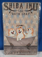 New | Shiba Inu " Wash Your Shiba Inu" Metal Wall Sign | 8" x 12"