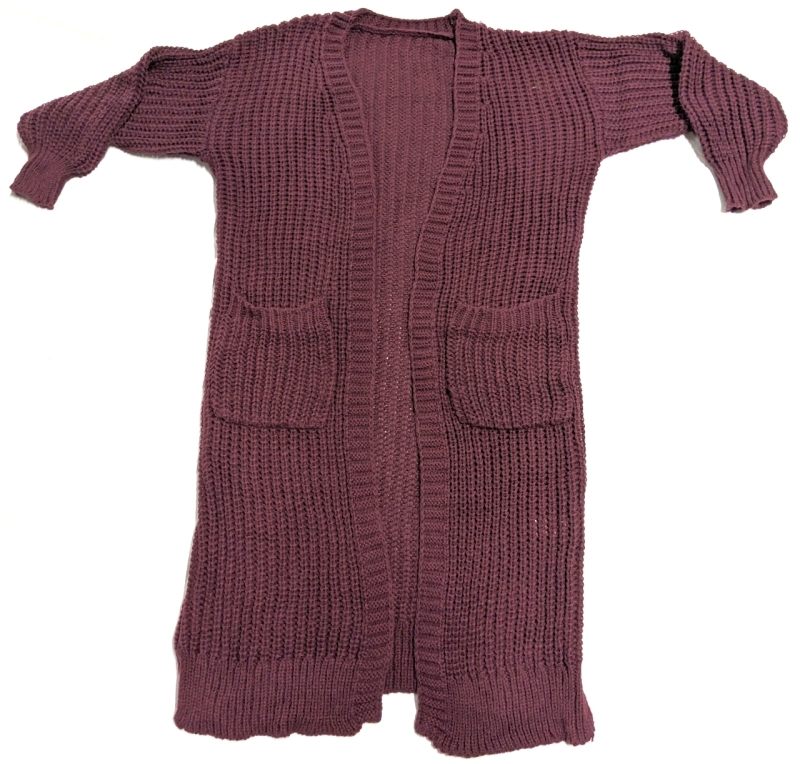 New Size Medium Chunky Loose Knit Merlot Long Cardigan (Super Soft!)