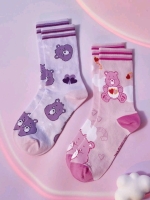 2 New Pairs CARE BEARS Love-A-Lot + Share Bear Socks : One Size Fits Most