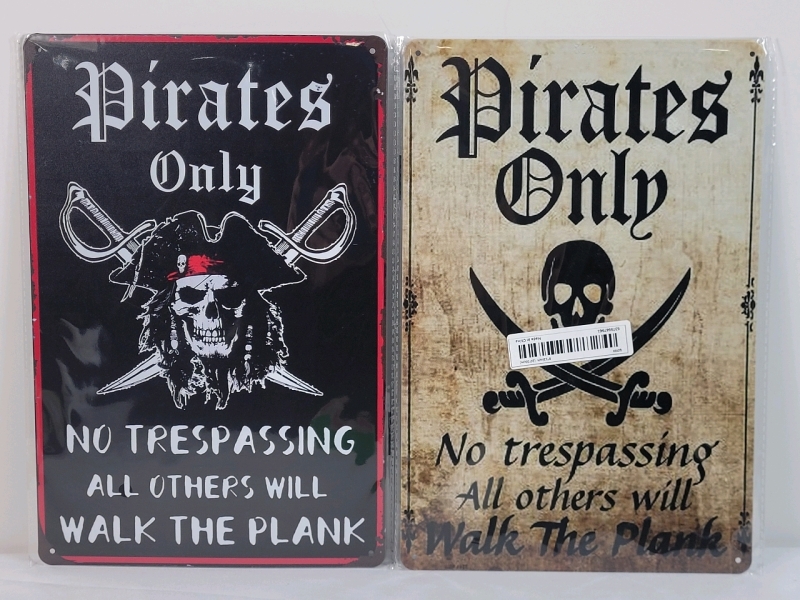 New - Two (2) PIRATES ONLY Metal Yard Signs . Both measure 8"&times;11 3/4"